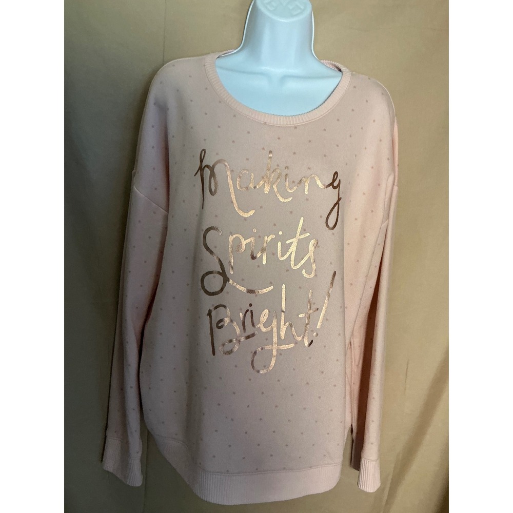 LC Lauren Conrad Sweatshirt Womens Large Pink Excellent Making Spirits Bright